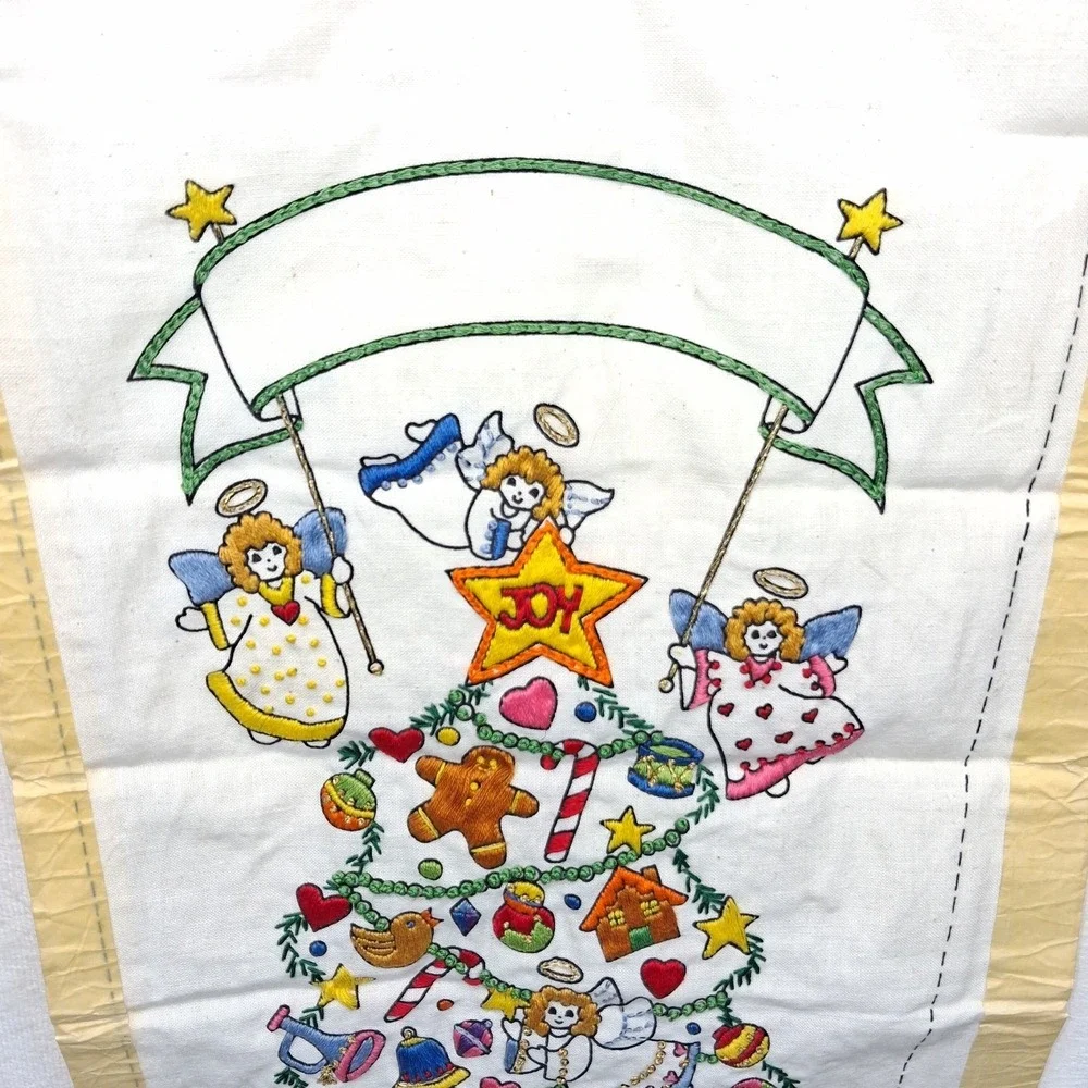 Vtg Dimensions Crewel Christmas Stocking Stitched Lucy Rigg # 8041 READ